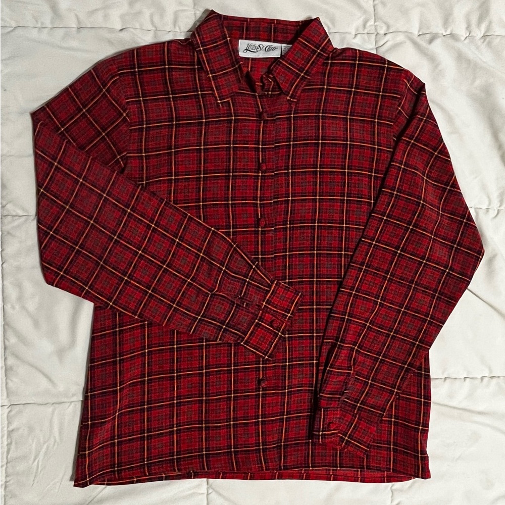 YVES St. Clair red plaid blouse